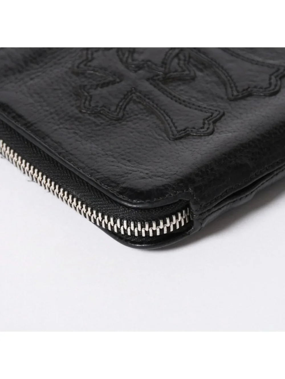 Chrome Hearts Bifold Wallet Bank Rover Leather Black 925 Sterling Silver